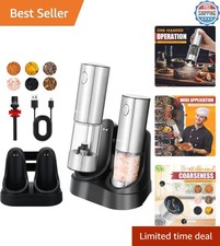 Stainless Steel Electric Salt  Pepper Grinder Set with LED Light  USB Charging