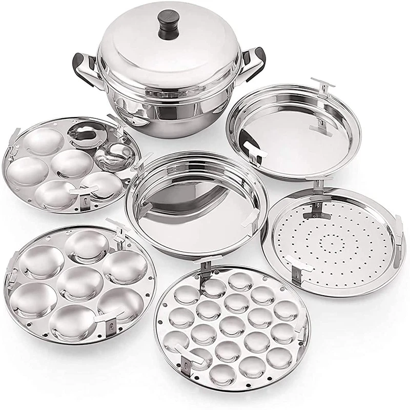 T Tabakh Tabakh Stainless Steel Multi Kadai Steamer Plate Mini Idli Plate 2