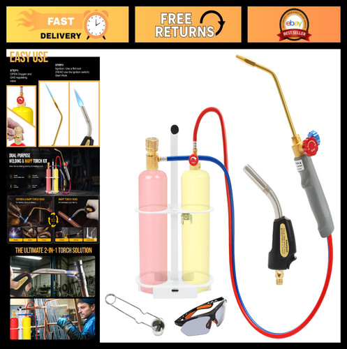 Portable MAPP Torch Kit for HVAC Brazing & Plumbing, Dual Mode Flame Control, Go