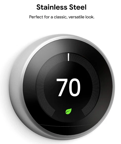 Google Nest Learning Smart Wi-Fi Thermostat STAINLESS STEEL T3007ES - Image 2 of 4