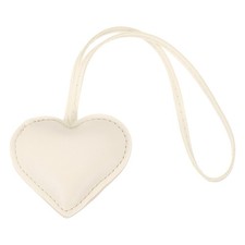 Heart Bag Charm Cute Leather Love Heart Keychain Key Charm Pendant Beige White