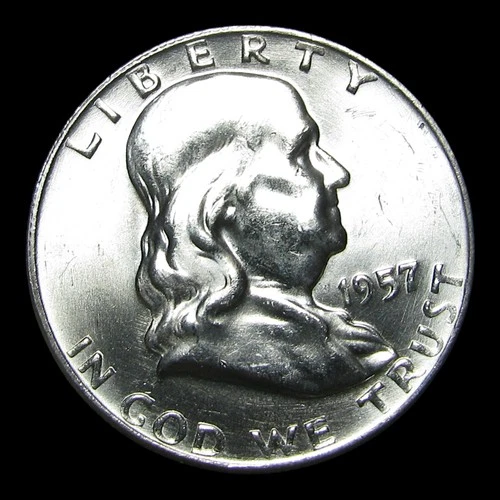 1957-D Franklin Half Dollar Silver Coin -- Gem BU+ FB? Condition Coin --- #KK264