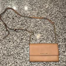 Michael Kors Women's Brown Small Rectangular Crossbody Purse Gold Hardware