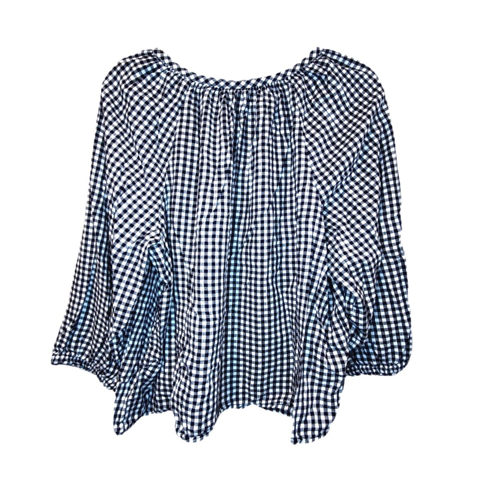 Gap Black Gingham Splitneck Button-Front Top Size… - image 2