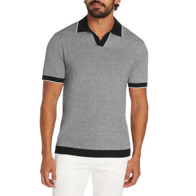 #ad Express Men#x27;s Johnny Collar Sweater Polo Size XL Black $20.39