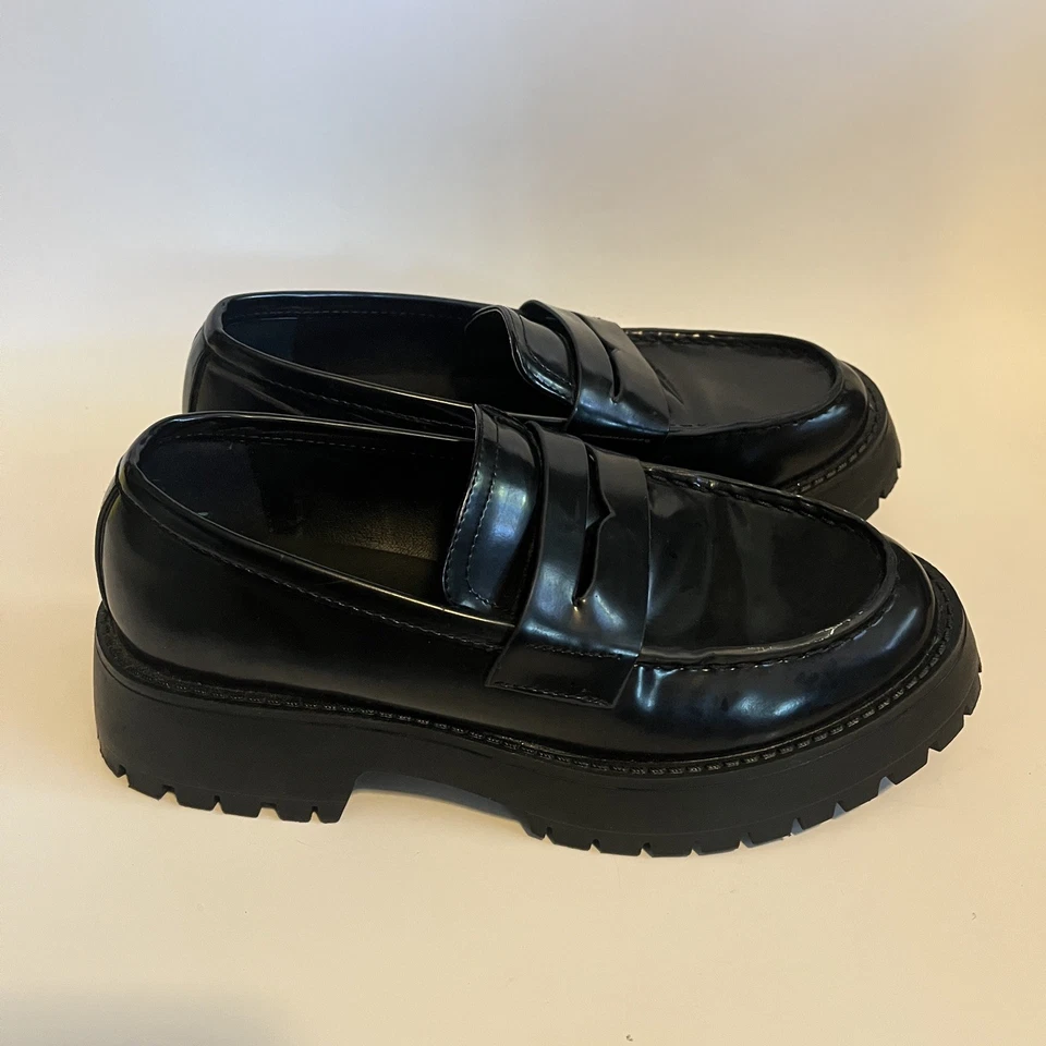 Size 6.5 Madden Girl Black Heather Platform Lug Sole Loafer Flats Chunky Black - Image 3 of 4