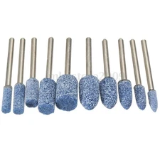 10Pcak Rotary Abrasive Mounted Stone Grinding Wheel Bit 1/8'' Shank For Dremel