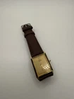 Seiko Quartz Tank Style Gold Dial Roman 7430-4110R Vintage Dress Watch
