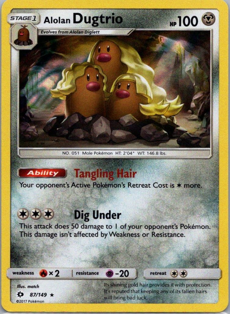 Pokemon TCG Alolan Dugtrio 87/149 Sun Moon Holo NM