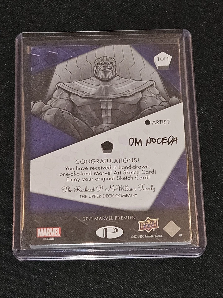 2021 UD Marvel Premier Artist Sketch Card Thanos Don Mark Noceda 1/1 RARE - Image 2 of 2