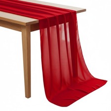Pack of 5 Red 10ft Chiffon Table Runner 29x120 Inches Long Romantic Rusti...