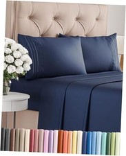 Cal King Size 4 Piece Sheet Set - Comfy California King 24 - Navy Blue