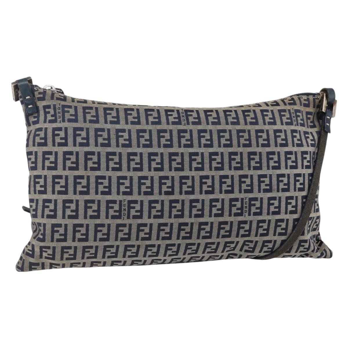 Borsa a tracolla FENDI Zucchino in tela argento navy originale 149264
