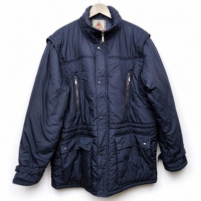 Lord Anthony Puffer Jacket Mens Size XL Blue Vintage Packaway Hood Full Zip 