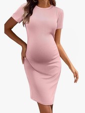 Ekouaer women's pink short sleeve maternity dress size small