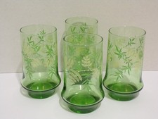Vintage Libbey MCM Green Water Goblets Glasse...