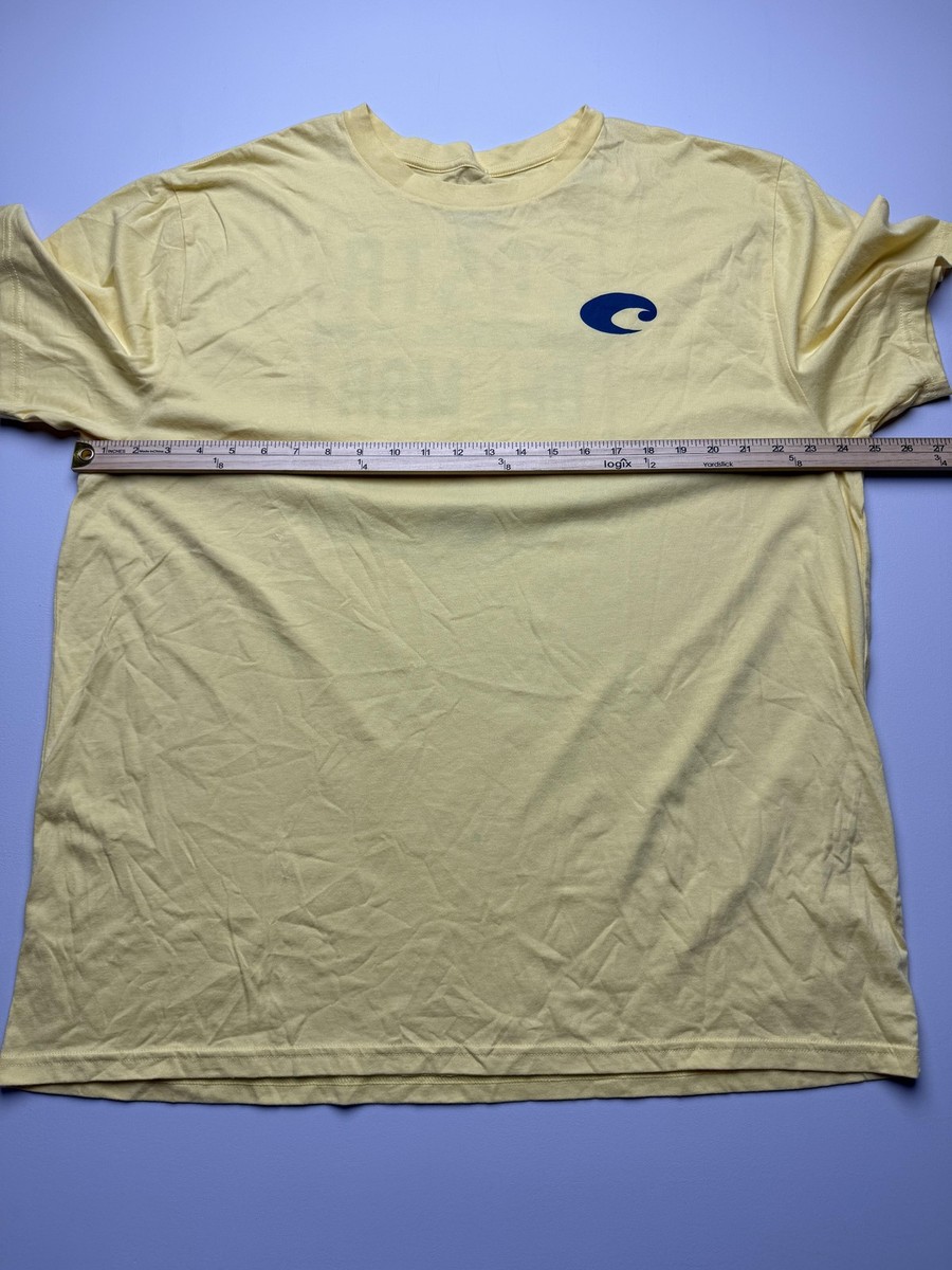 Costa Del Mar Shirt Mens 2XL Yellow Born On The Water Fish Graphic Tee View 6
