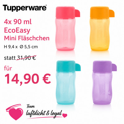 Tupperware to Go Eco 90 ml (4) pink blau gelb lila Vitamin Shot EcoEasy