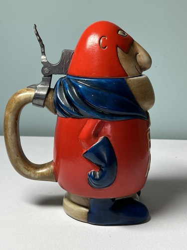 VINTAGE 1970's BUDWEISER BUD MAN BEER STEIN MUG HOLLOW HEAD CERAMARTE Marked - Picture 4 of 8