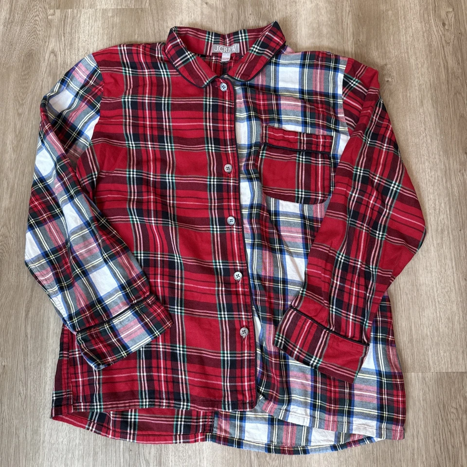 Conjunto de pijama a cuadros rojo para mujer J.Crew manga larga top pantalones cortos talla M Foto 2 de 4