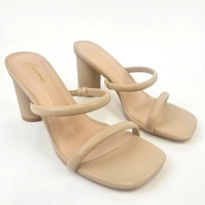 Women's 7 Size Chunky Sandals Strappy Heels Open Toe Shoes Party Dressy Square