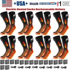 Women Men Electric Heated Socks Rechargeable Battery Feet Winter Warm Xmas Gifts
