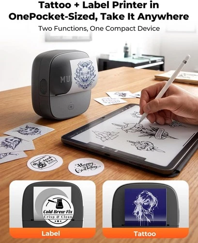 MUNBYN 2-Inch Mini Portable Thermal Tattoo Stencil Printer image 9
