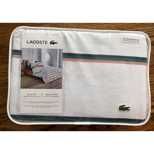 Lacoste Pensway Duvet Cover Set Full/Queen with Pillow Shams Cotton White NWT🛒