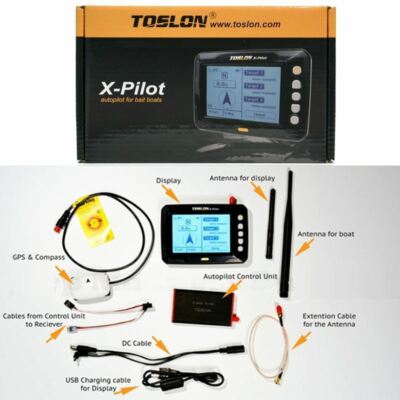Pilote Automatique Toslon X-Pilot + Antenne Longue Portée – Pour Bateau-appât – Occasion