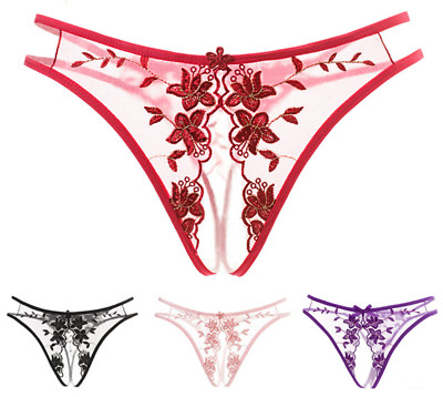 Women Sexy Seductive Foreplay Lace Open Crotch G-string T Panties Thong Lingerie