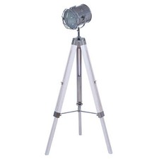 Image of Vintage/Retro White Wash Wooden Tripod Spotlight Floor Lamp H:140CM RRP £165