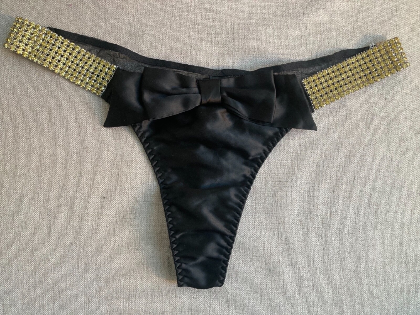 victorias secret black panties with bow and crystals | eBay