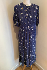 M&S x Ghost midi Dress Size 8 VGC sheath tea modest dotty floral tiered maxi