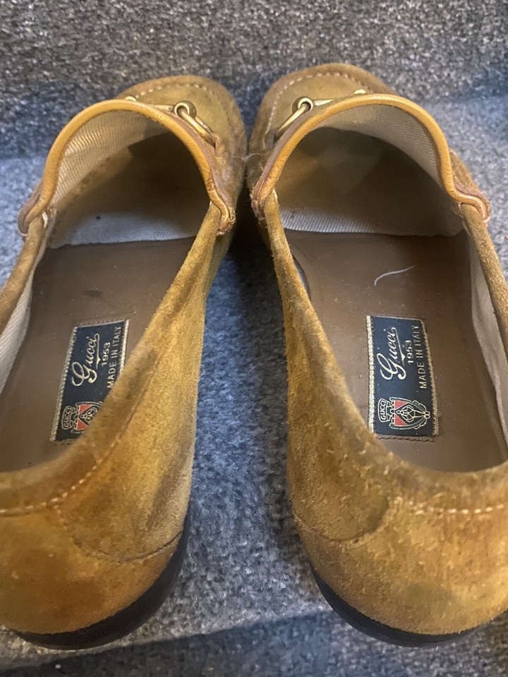Gucci Mustard Antic Suede Horse Bit Shoes Loafers Men's UK 8,5 US 9,5