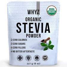 WHYZ Organic Stevia Powder 8 oz USDA Organic Keto & Paleo Friendly 1621 Servings