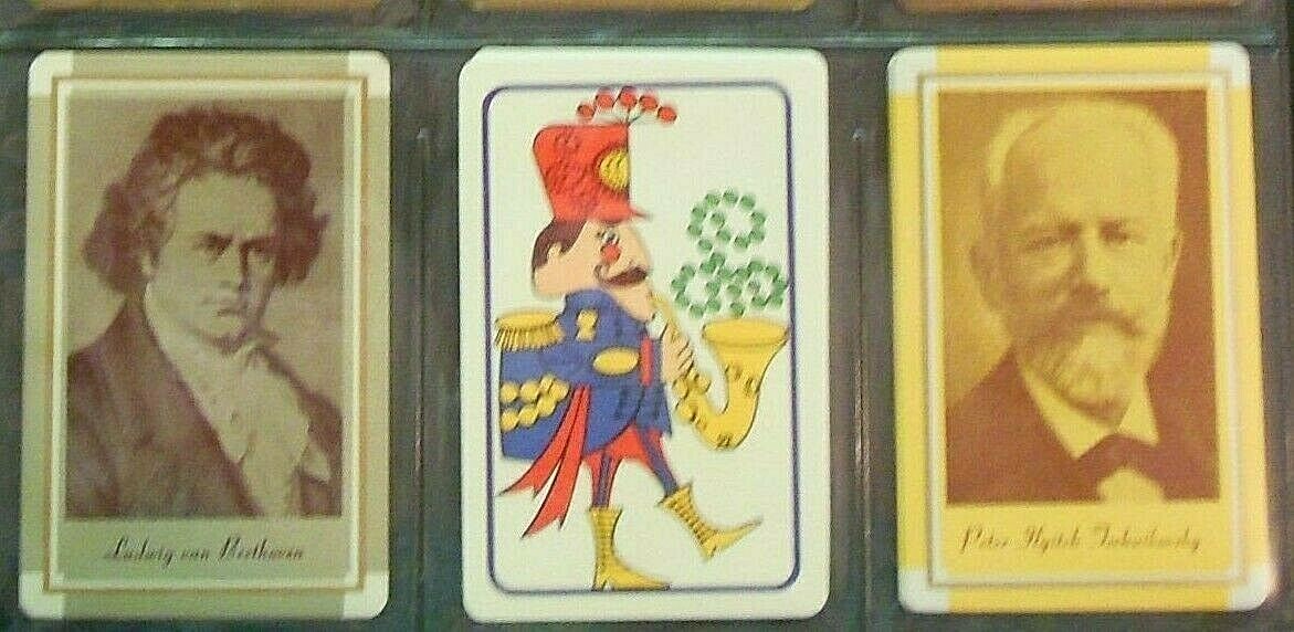 9 Vintage/Modern Single Swap Playing Cards-Keys-Jester Ad-Beethoven ...