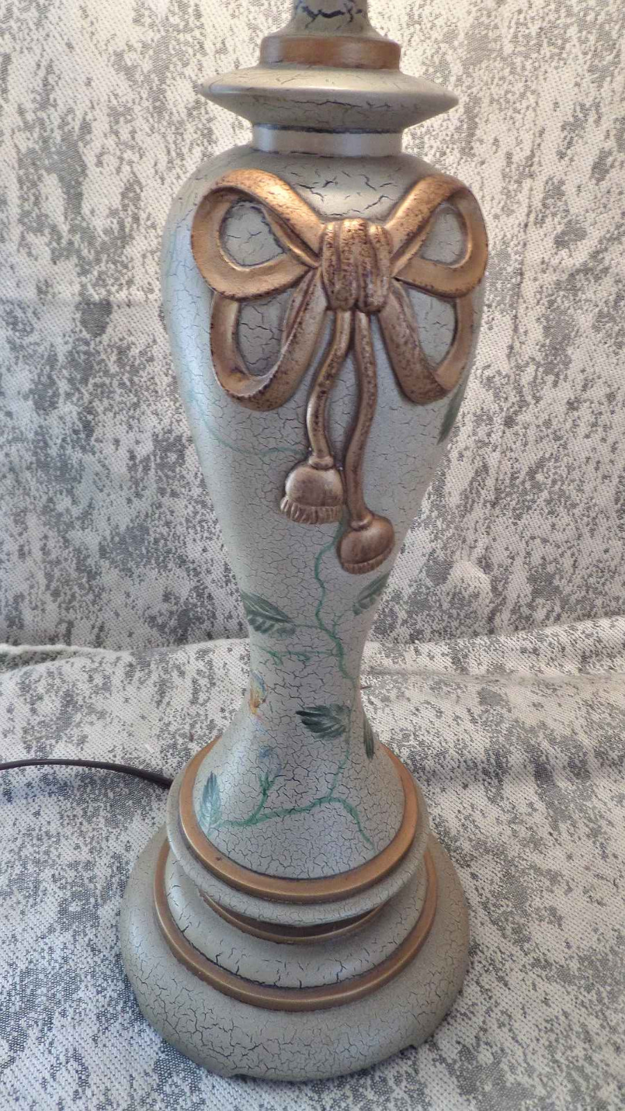 Modern Crackle Finish Decoupage Table Lamp with Shade Bombay Company