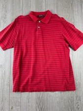 Eddie Bauer Polo Shirt Mens XL Red Cotton Casual Striped