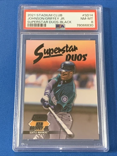2021 Stadium Club - Superstar Duos Ken Griffey Jr. Randy Johnson Black /99 PSA 8