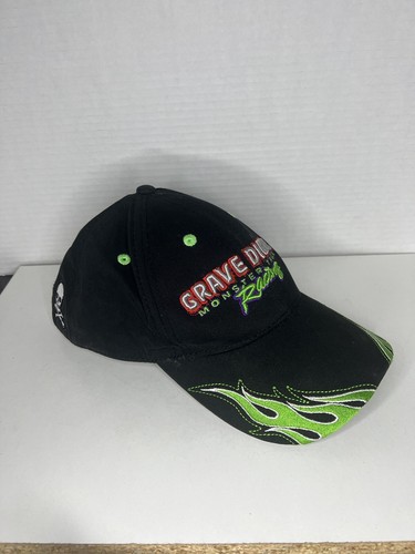 Y2K 2009 Grave Digger Racing Monster Jam Flame Adjustable Embroidered Hat Signed - Picture 2 of 12