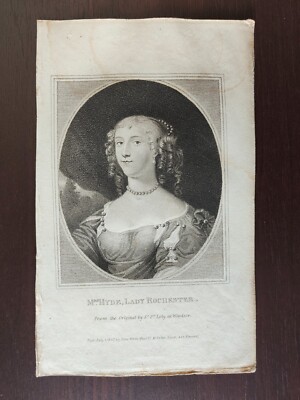 ANTIKER ORIGINAL S/W STICH -PORTRAIT - MRS. HYDE , LADY ROCHESTER- 1808