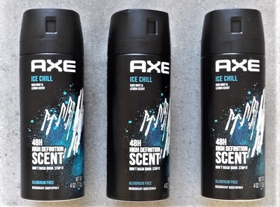 3 AXE Deodorant Bodyspray ICE CHILL Mint & Lemon Scent 48H High Defin 4 Oz Each