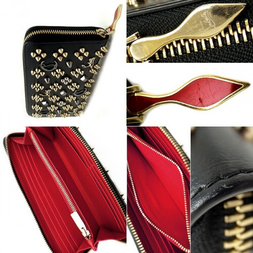 Christian Louboutin Panettone Leather Zip Long Wallet BLK Christian Louboutin Panettone Leather Zip Long Wallet BLK