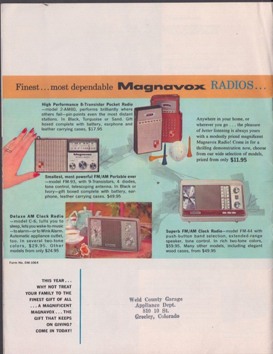 1964 Advertising Catalog "Magnavox" Auto-Sonic Color Stereo Theatre TV Radio - Picture 13 of 13