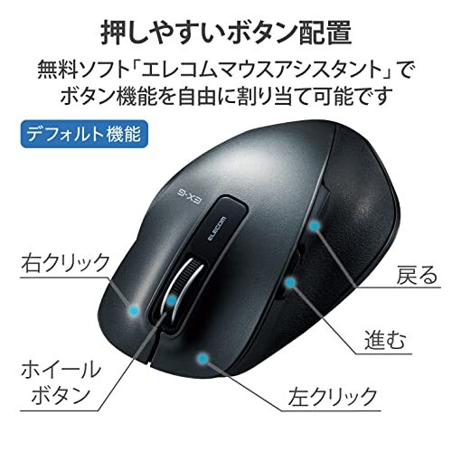 ELECOM Wireless Mouse Medium Size 5 Buttons Back and Forward Buttons ...