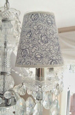 Lampenschirm Landhaus Klemme 13x8x13,5cm Kronleuchter Lüster Rosen Maritim blau