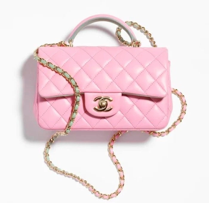 Chanel Light Pink Mini Rectangle Top Handle Flap Bag