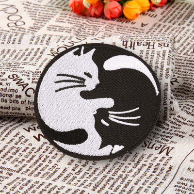 Yin-Yang Katzen Aufnäher – 8 Cm, Bestickt, Zum Aufbügeln Oder Nähen