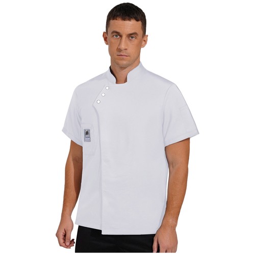 Unisex Mens Womens Uniform Workwear Coat Short Sleeve Jackets Cook Resistant - Picture 11 of 59