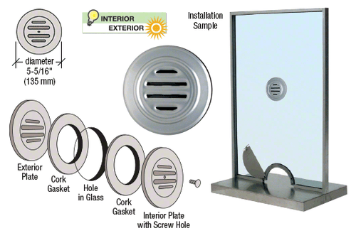 CRL 549 Chrome Plated Brass 5-5/16" No-Draft Speak-Thru - Picture 5 of 10